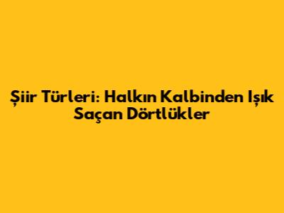 Şiir Türleri: Halkın Kalbinden Işık Saçan Dörtlükler