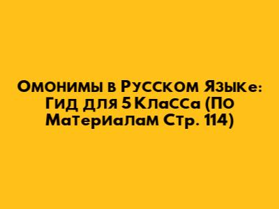 Омонимы в Русском Языке: Гид для 5 Класса (По Материалам Стр. 114)