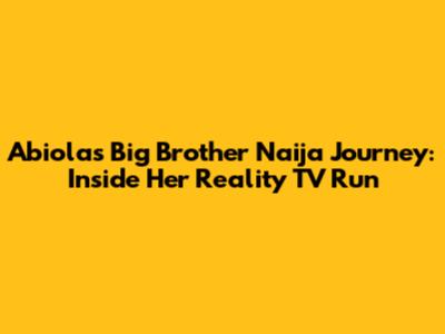 Abiola's Big Brother Naija Journey: Inside Her Reality TV Run
