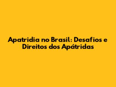 Apatridia no Brasil: Desafios e Direitos dos Apátridas
