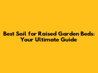 Best Soil for Raised Garden Beds: Your Ultimate Guide