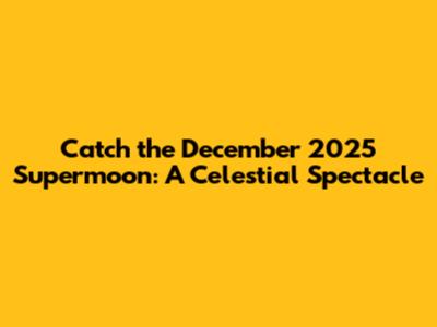 Catch the December 2025 Supermoon: A Celestial Spectacle