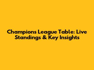 Champions League Table: Live Standings & Key Insights