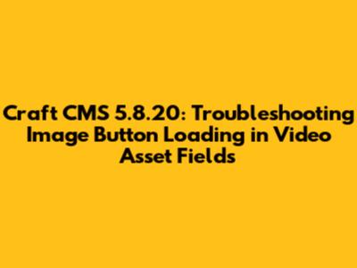 Craft CMS 5.8.20: Troubleshooting Image Button Loading in Video Asset Fields