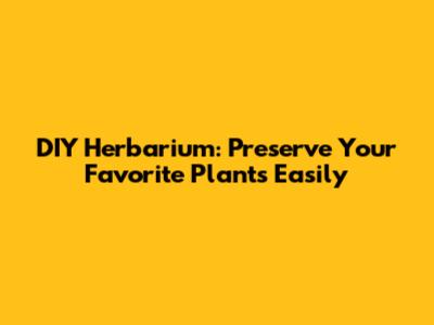 DIY Herbarium: Preserve Your Favorite Plants Easily