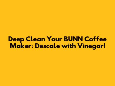 Deep Clean Your BUNN Coffee Maker: Descale with Vinegar!