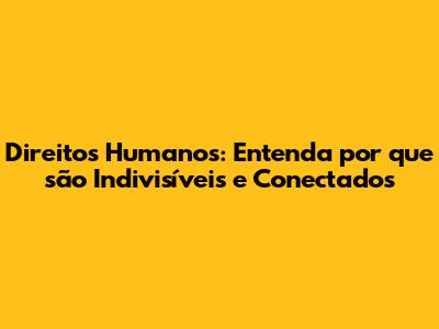 Direitos Humanos: Entenda por que são Indivisíveis e Conectados