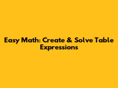 Easy Math: Create & Solve Table Expressions