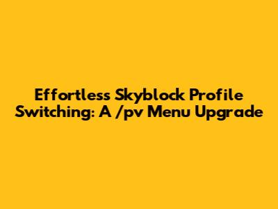 Effortless Skyblock Profile Switching: A /pv Menu Upgrade