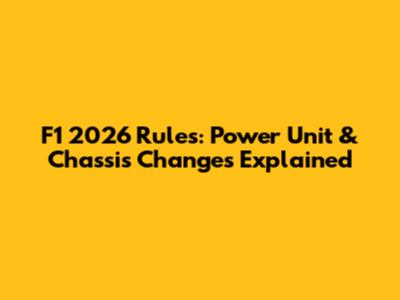 F1 2026 Rules: Power Unit & Chassis Changes Explained