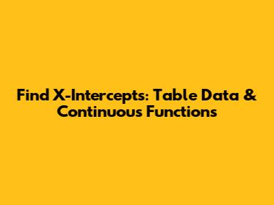 Find X-Intercepts: Table Data & Continuous Functions