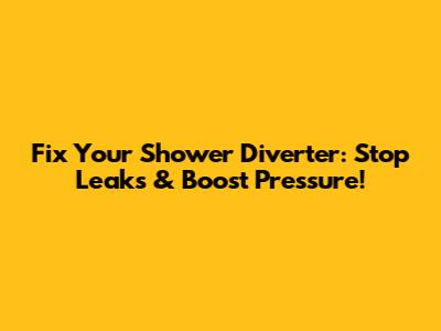 Fix Your Shower Diverter: Stop Leaks & Boost Pressure!