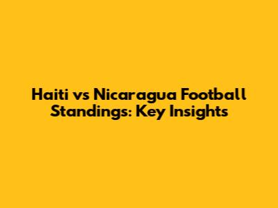 Haiti vs Nicaragua Football Standings: Key Insights