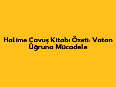 Halime Çavuş Kitabı Özeti: Vatan Uğruna Mücadele