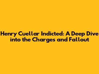 Henry Cuellar Indicted: A Deep Dive into the Charges and Fallout