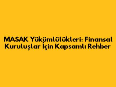 MASAK Yükümlülükleri: Finansal Kuruluşlar İçin Kapsamlı Rehber