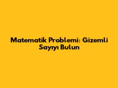 Matematik Problemi: Gizemli Sayıyı Bulun