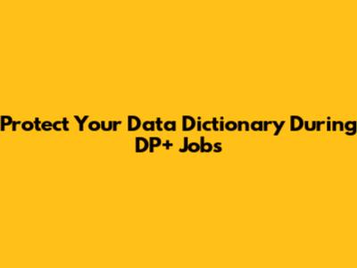 Protect Your Data Dictionary During DP+ Jobs