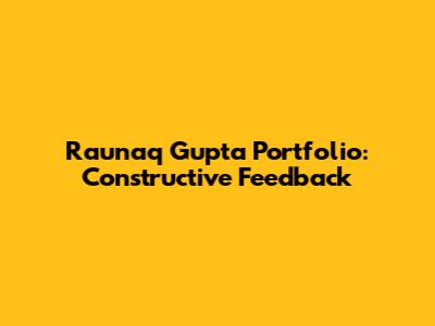 Raunaq Gupta Portfolio: Constructive Feedback