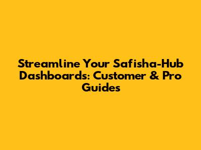 Streamline Your Safisha-Hub Dashboards: Customer & Pro Guides