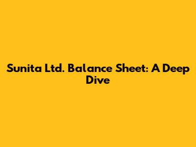 Sunita Ltd. Balance Sheet: A Deep Dive