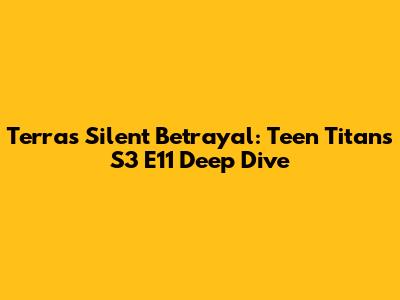 Terra's Silent Betrayal: Teen Titans S3 E11 Deep Dive