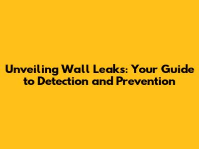 Unveiling Wall Leaks: Your Guide to Detection and Prevention
