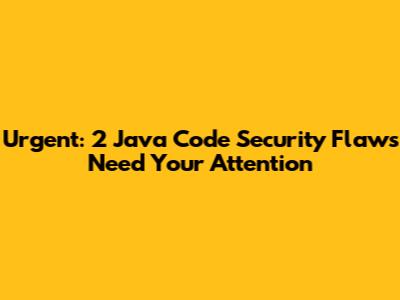 Urgent: 2 Java Code Security Flaws Need Your Attention