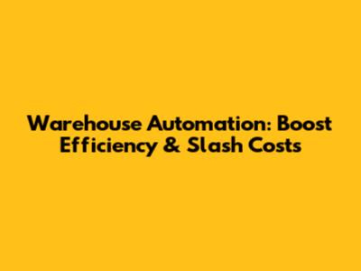 Warehouse Automation: Boost Efficiency & Slash Costs