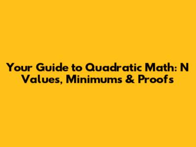Your Guide to Quadratic Math: N Values, Minimums & Proofs
